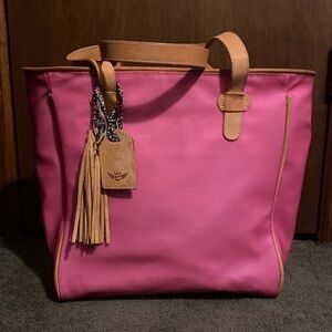 Consuela Vibrant Pink Tote with Tan Details